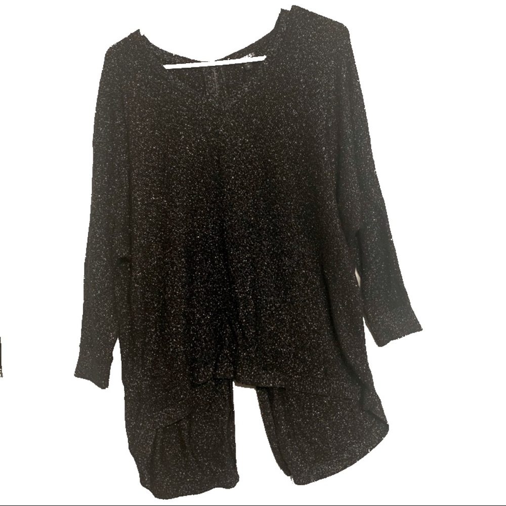 Express Black/Silver Sparkle Zipper Back Sweater